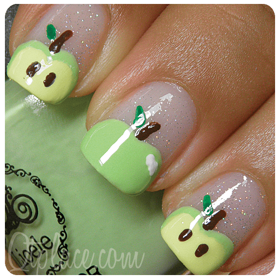 nail art pomme verte