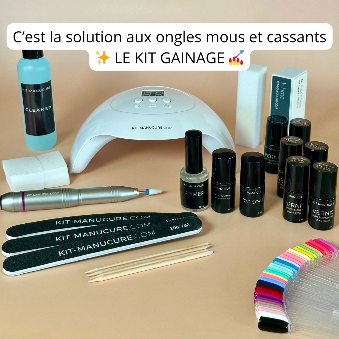 Kit Gainage Vernis Semi-Permanent : La Solution Ongles Mous & Cassants ✨